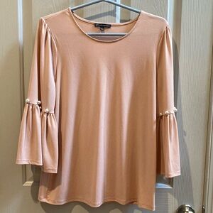 Adrianna Papell Peach Blouse with Pearl Accents